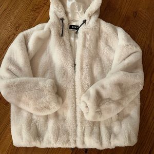 DKNY teddy bomber jacket in creamy white. New condition.  NWOT